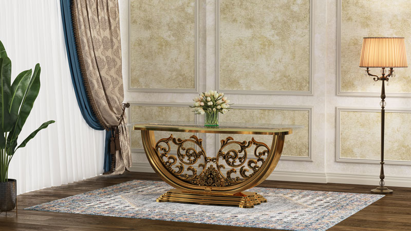 Rosental Polymer Table with Tempered Glass