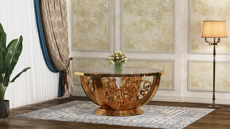 Unique Polymer Table with Tempered Glass